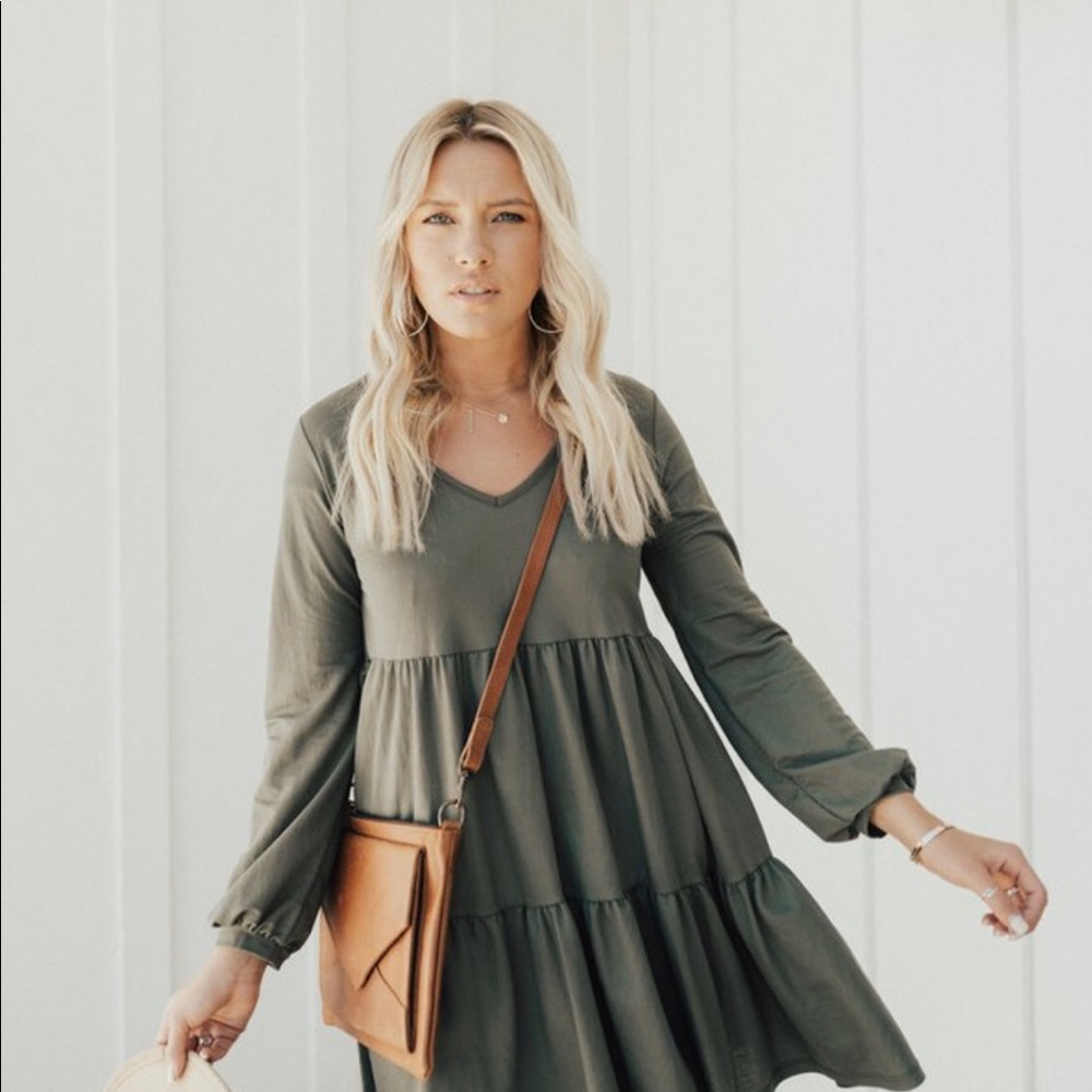 CJLA Blaine long sleeved tiered babydoll dress